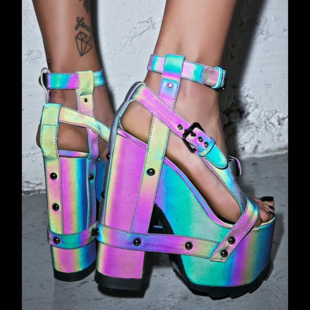 YRU Nightcall Reflective Platform Heels